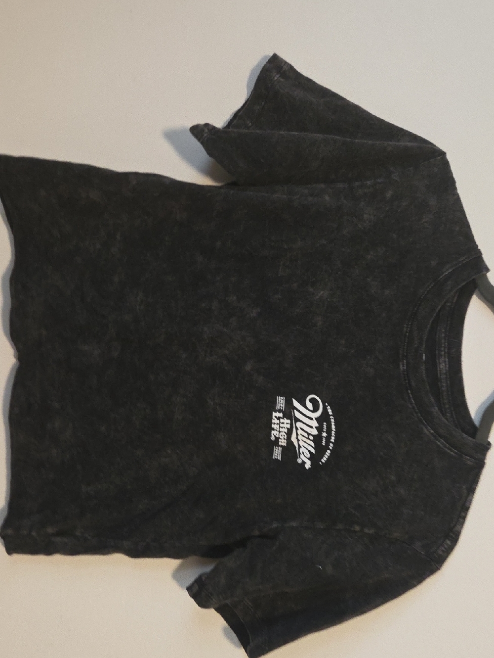 Back Mineral-Wash Short Sleeve Tee with White Chest Logo Miller Lite